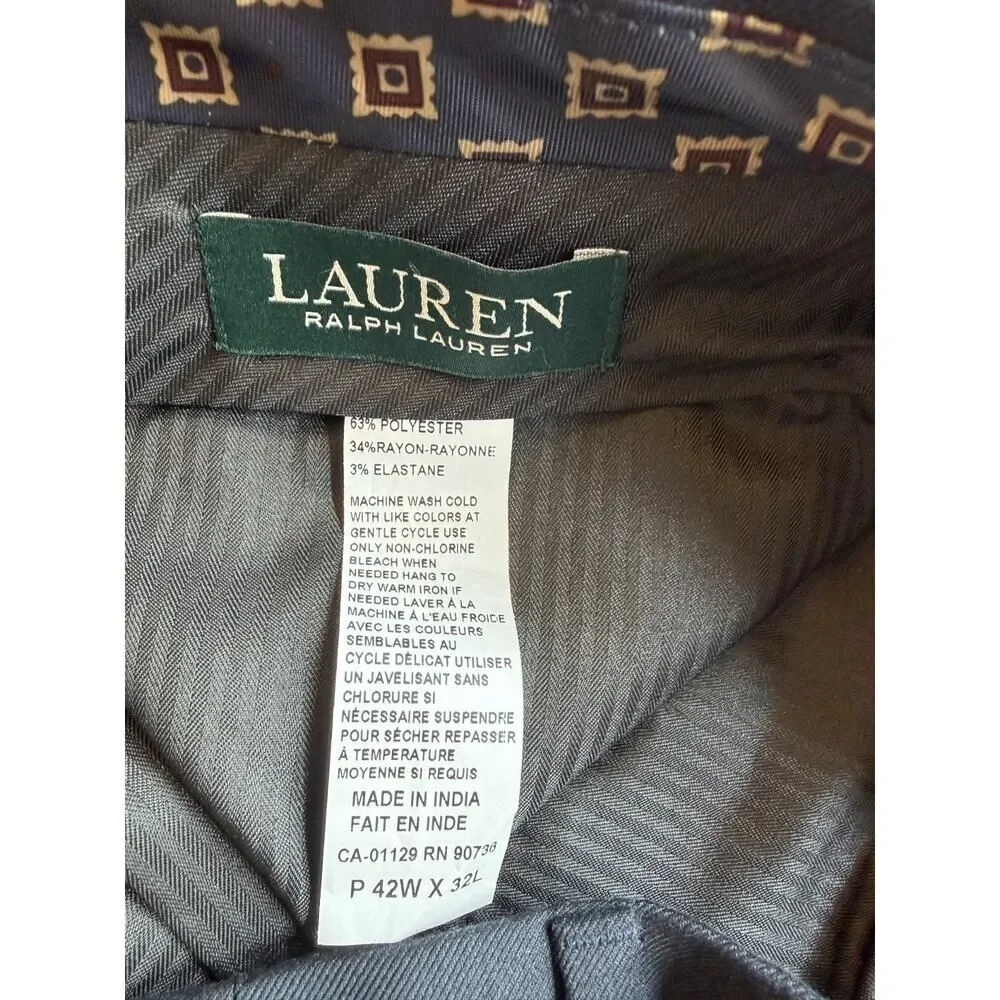 Lauren Ralph Lauren Men's Navy Blue Flat Front Dress Pants - Size 42x32